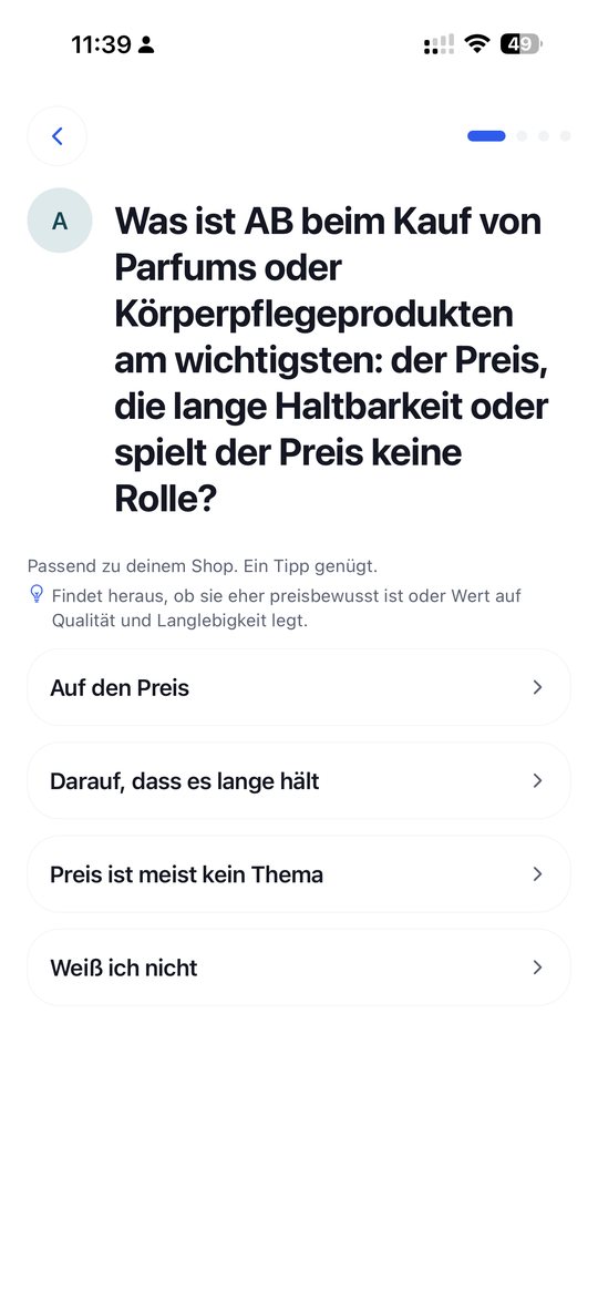 Personalisierte Frage: Was ist beim Kauf wichtig