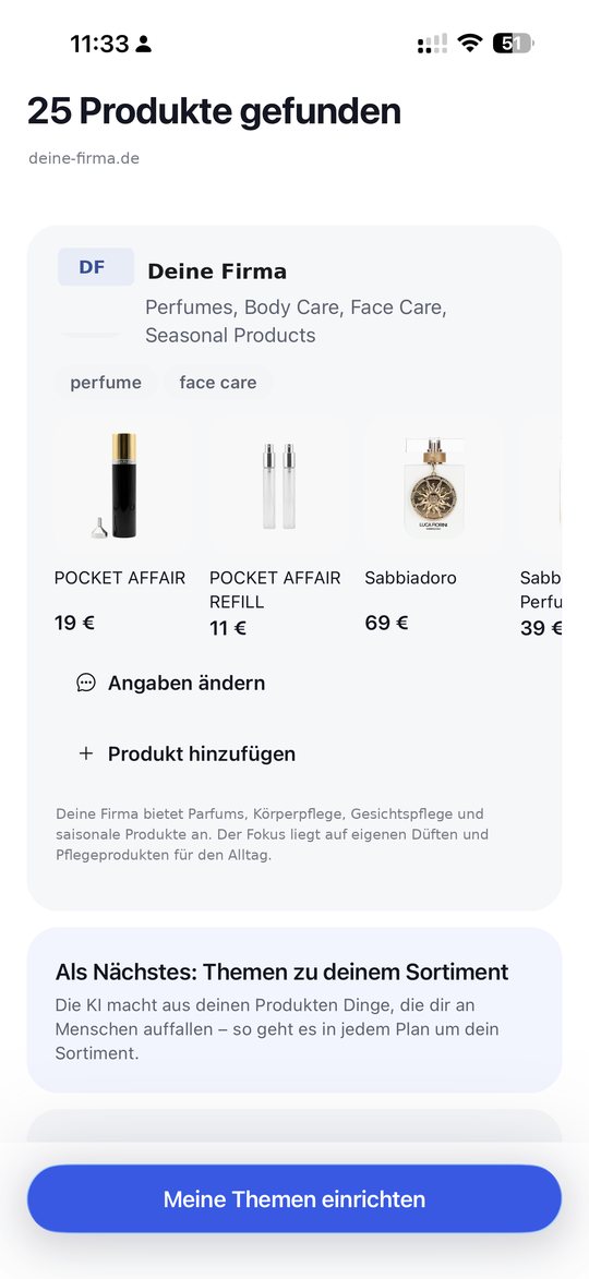 Produktkatalog wird von der Firmenwebsite gelesen